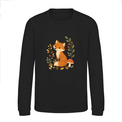 Fox Among the Toadstools Kids' Sweatshirt - Once Upon a Woodland Deep Black colour variant image