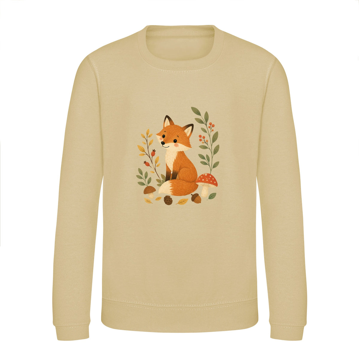 Fox Among the Toadstools Kids' Sweatshirt - Once Upon a Woodland Desert Sand colour variant image