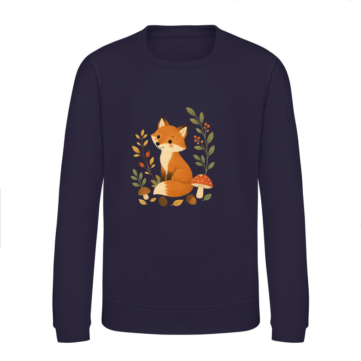 Fox Among the Toadstools Kids' Sweatshirt - Once Upon a Woodland French Navy colour variant image