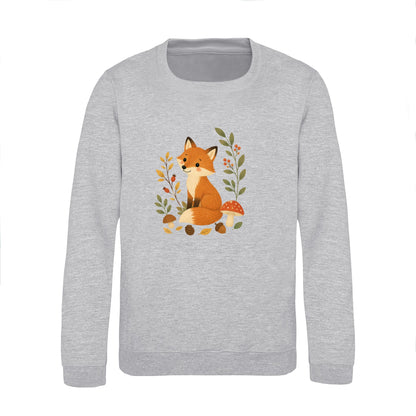 Fox Among the Toadstools Kids' Sweatshirt - Once Upon a Woodland Heather Grey colour variant image