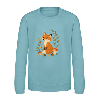 Fox Among the Toadstools Kids' Sweatshirt - Once Upon a Woodland Seafoam colour variant image