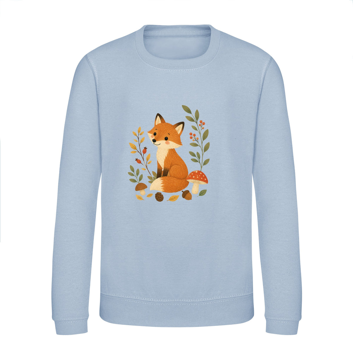 Fox Among the Toadstools Kids' Sweatshirt - Once Upon a Woodland Sky Blue colour variant image