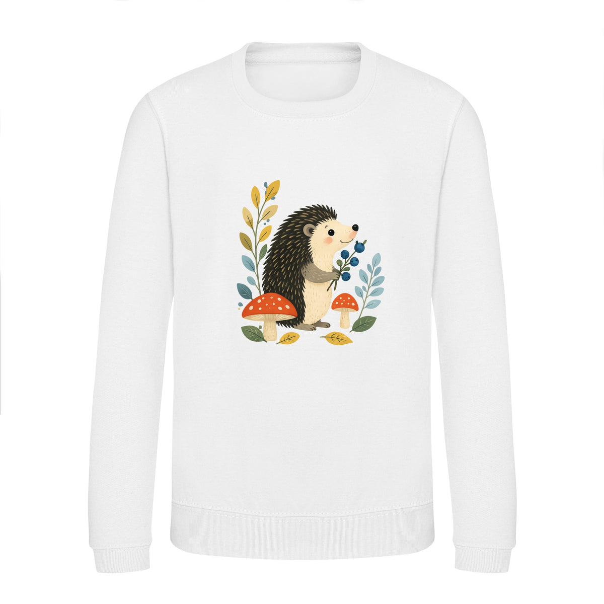 Hedgehog's Berry Harvest Kids' Sweatshirt - Once Upon a Woodland Arctic White colour variant image