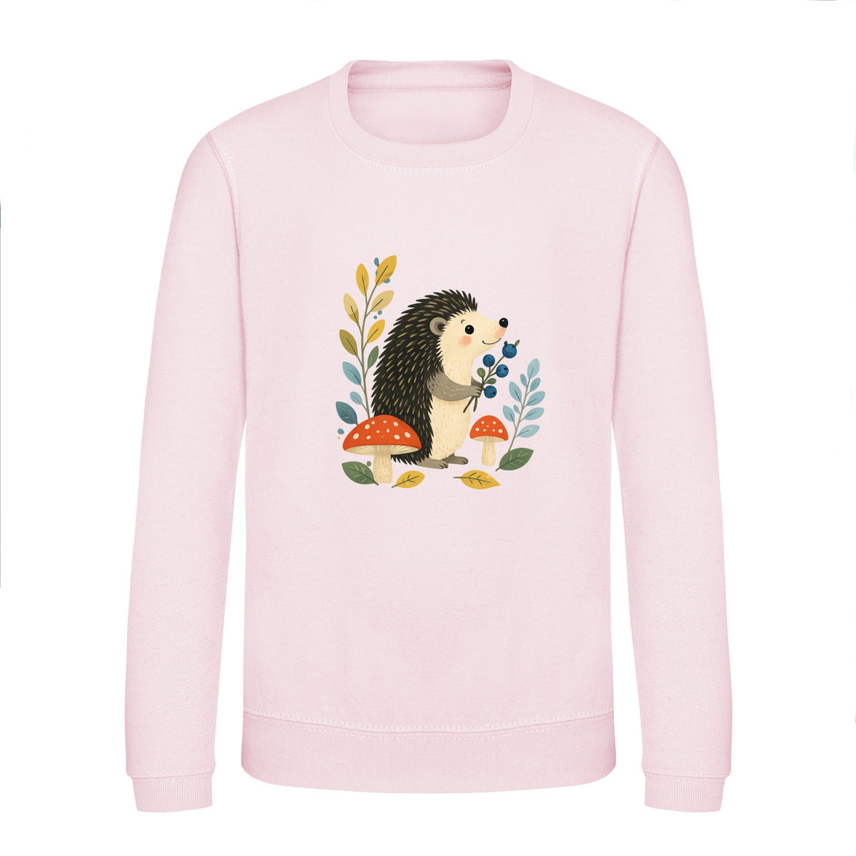 Hedgehog's Berry Harvest Kids' Sweatshirt - Once Upon a Woodland Baby Pink colour variant image