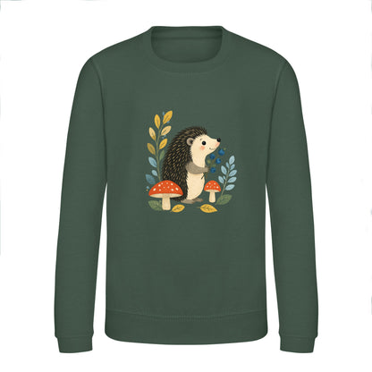 Hedgehog's Berry Harvest Kids' Sweatshirt - Once Upon a Woodland Bottle Green colour variant image