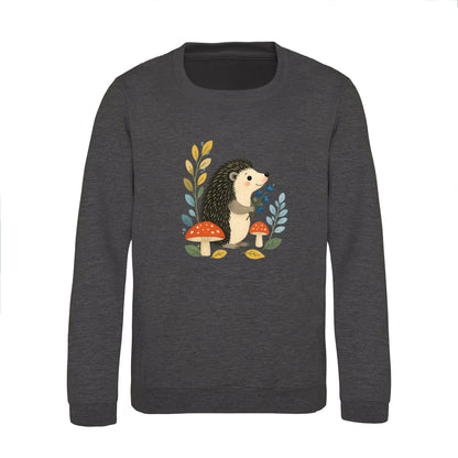 Hedgehog's Berry Harvest Kids' Sweatshirt - Once Upon a Woodland Charcoal colour variant image