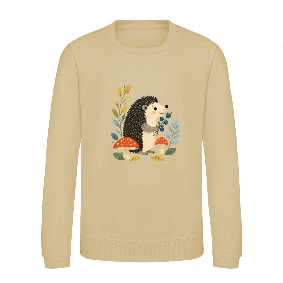 Hedgehog's Berry Harvest Kids' Sweatshirt - Once Upon a Woodland Desert Sand colour variant image