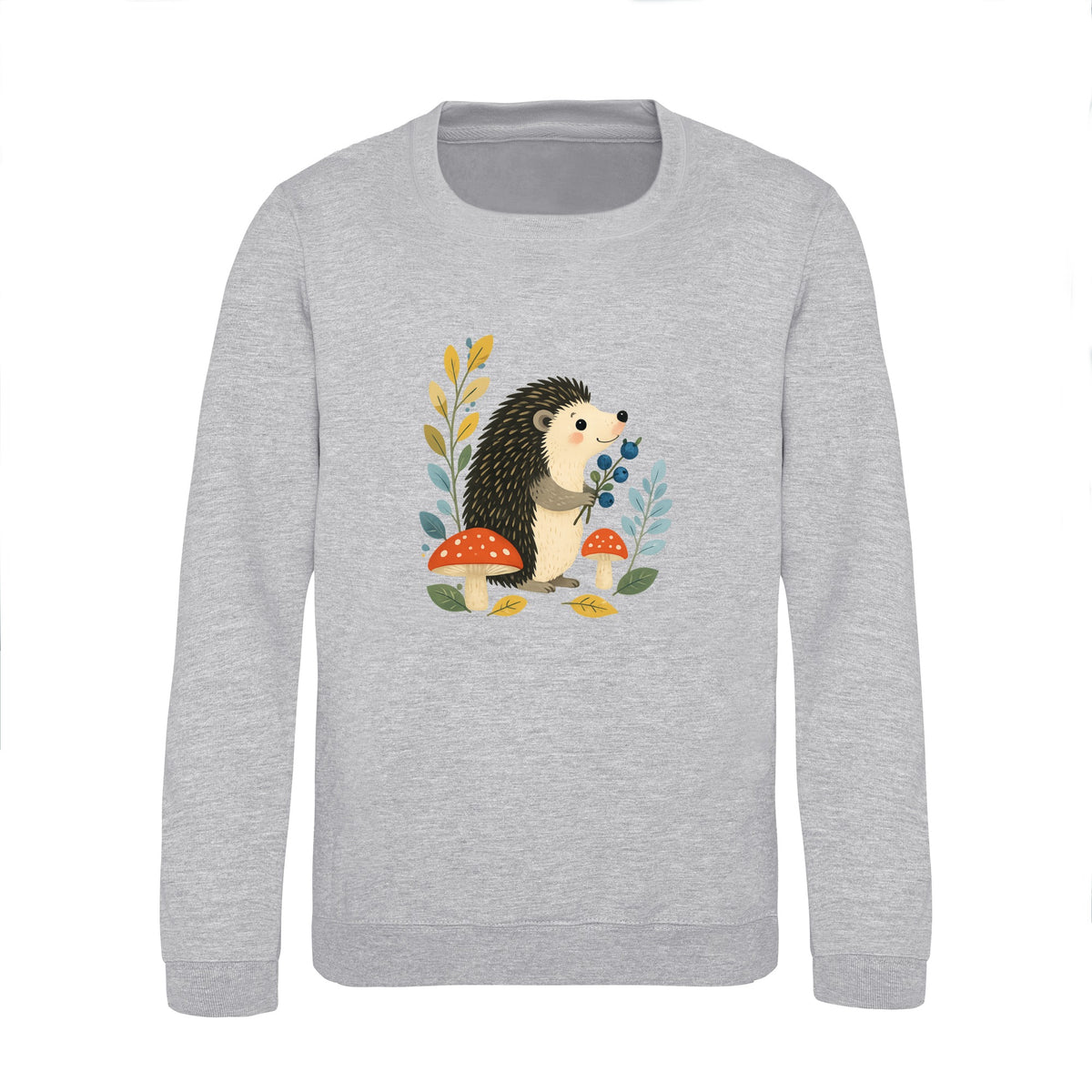 Hedgehog's Berry Harvest Kids' Sweatshirt - Once Upon a Woodland Heather Grey colour variant image