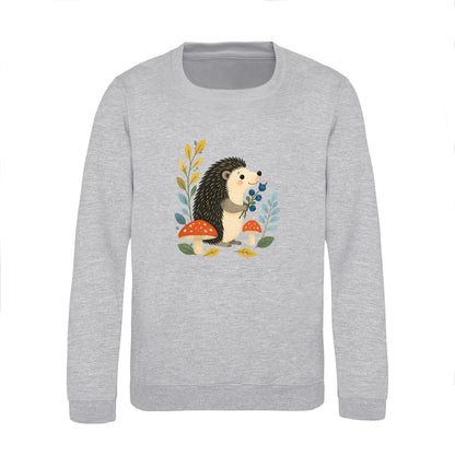 Hedgehog's Berry Harvest Kids' Sweatshirt - Once Upon a Woodland Heather Grey colour variant image