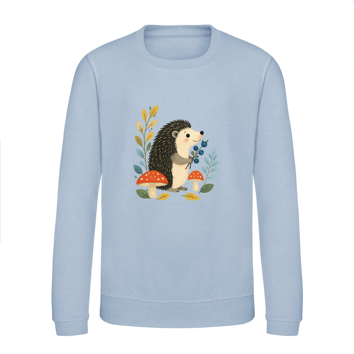 Hedgehog's Berry Harvest Kids' Sweatshirt - Once Upon a Woodland Sky Blue colour variant image