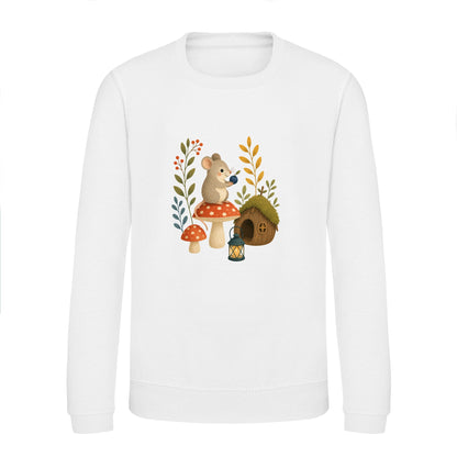 Mouse at Mushroom Cottage Kids' Sweatshirt - Once Upon a Woodland Arctic White colour variant image