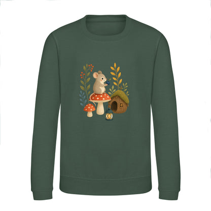 Mouse at Mushroom Cottage Kids' Sweatshirt - Once Upon a Woodland Bottle Green colour variant image