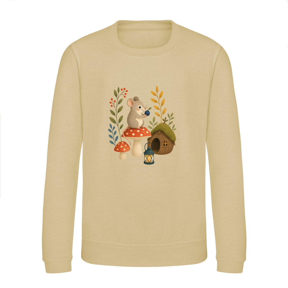 Mouse at Mushroom Cottage Kids' Sweatshirt - Once Upon a Woodland Desert Sand colour variant image