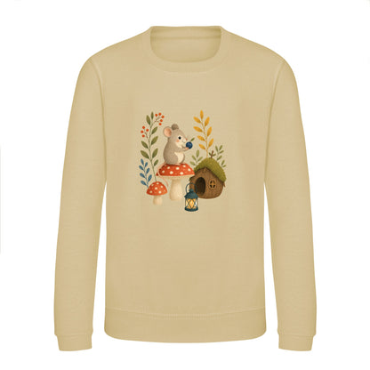 Mouse at Mushroom Cottage Kids' Sweatshirt - Once Upon a Woodland Desert Sand colour variant image