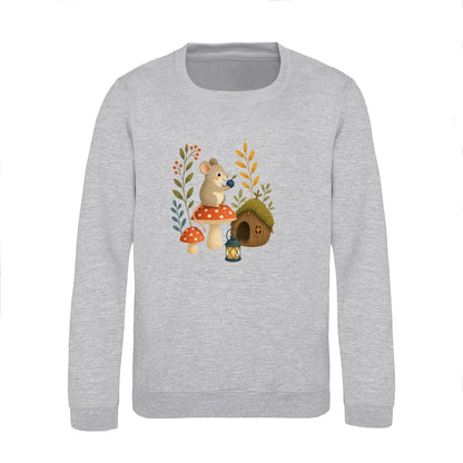 Mouse at Mushroom Cottage Kids' Sweatshirt - Once Upon a Woodland Heather Grey colour variant image