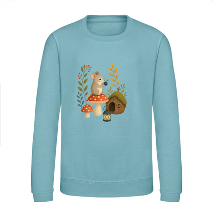 Mouse at Mushroom Cottage Kids' Sweatshirt - Once Upon a Woodland Seafoam colour variant image