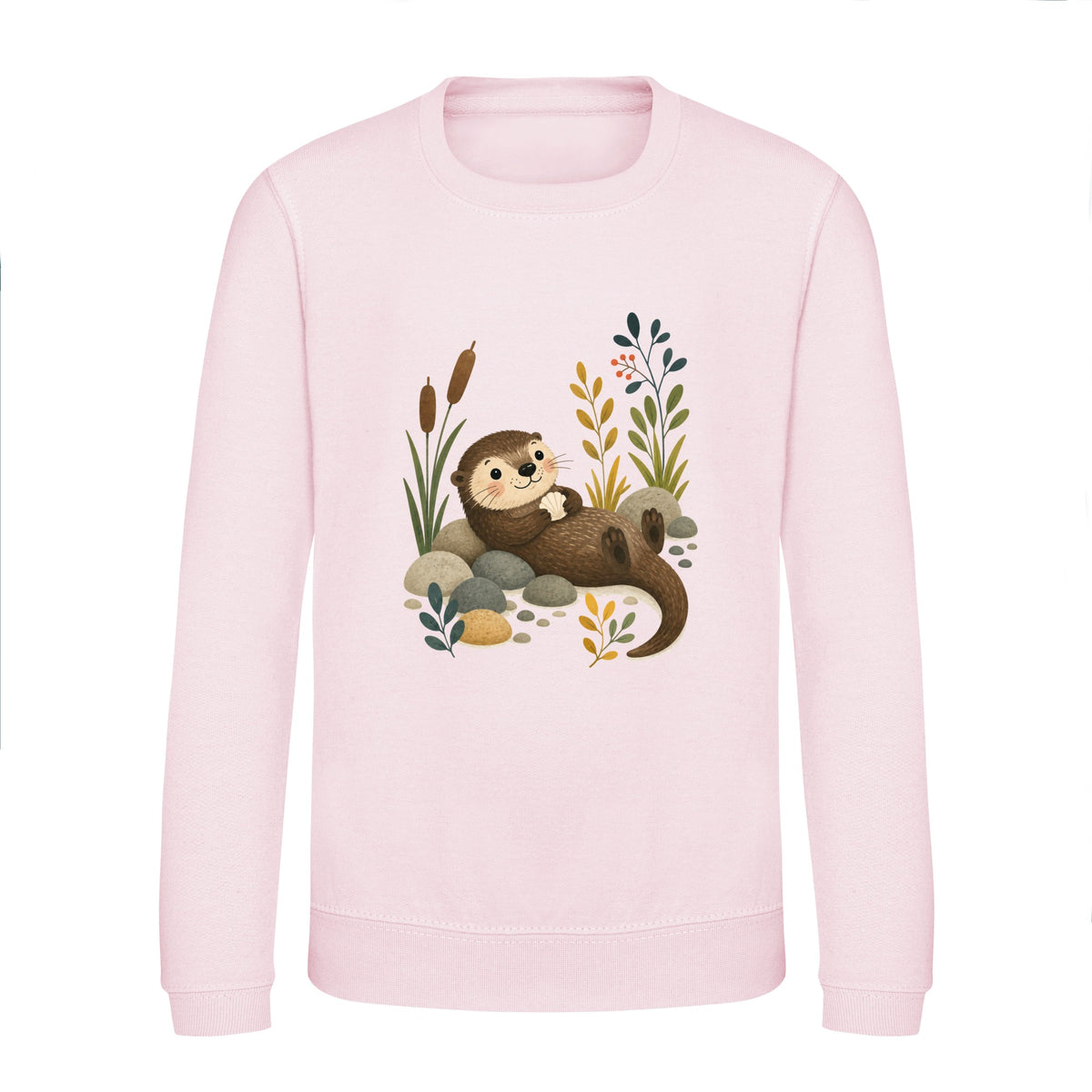 Otter by the Reeds Kids' Sweatshirt - Once Upon a Woodland Baby Pink colour variant image