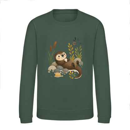 Otter by the Reeds Kids' Sweatshirt - Once Upon a Woodland Bottle Green colour variant image