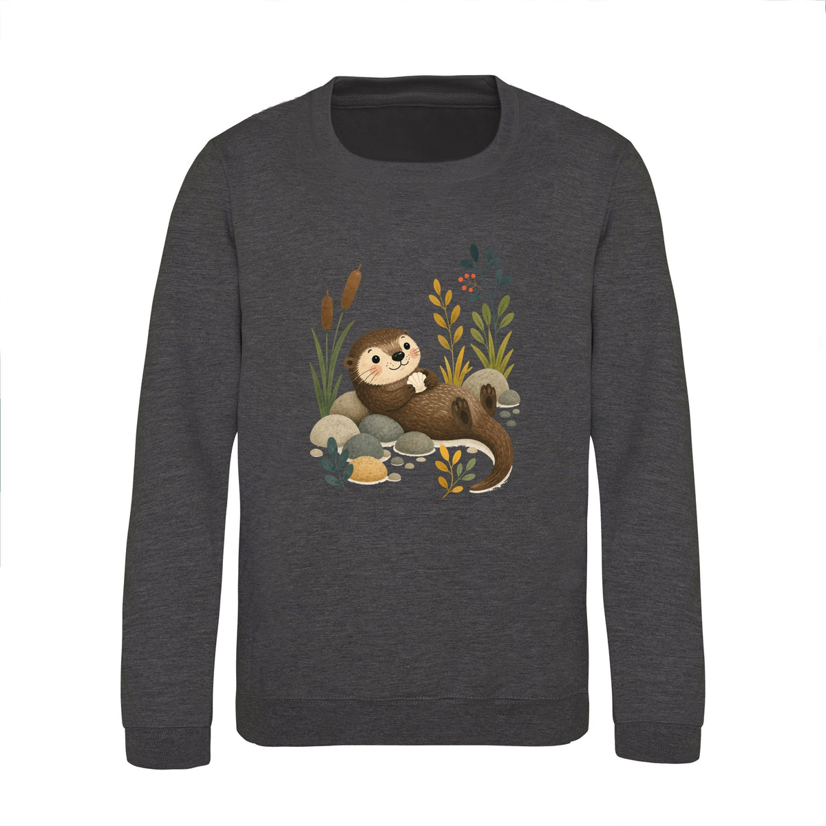 Otter by the Reeds Kids' Sweatshirt - Once Upon a Woodland Charcoal colour variant image