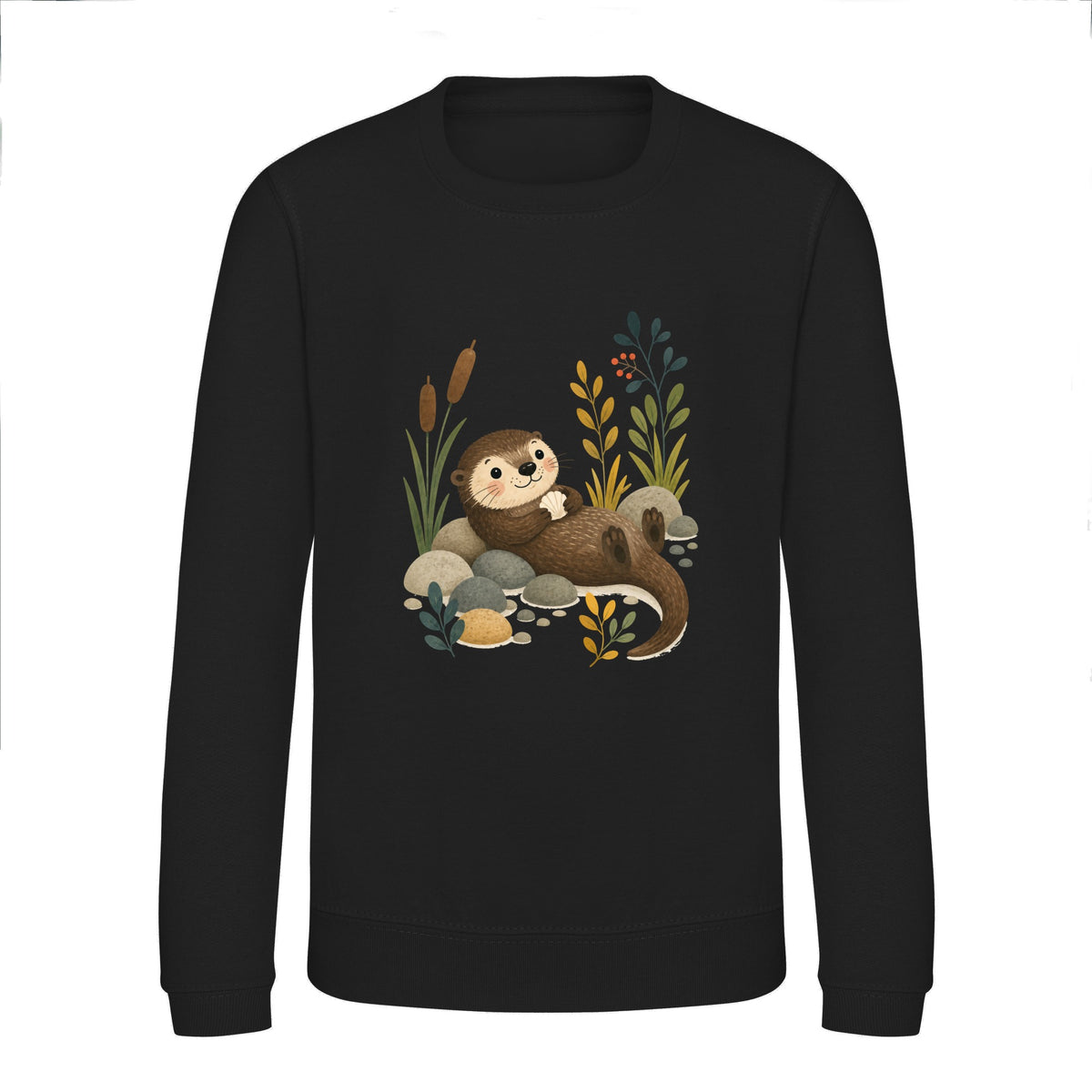 Otter by the Reeds Kids' Sweatshirt - Once Upon a Woodland Deep Black colour variant image