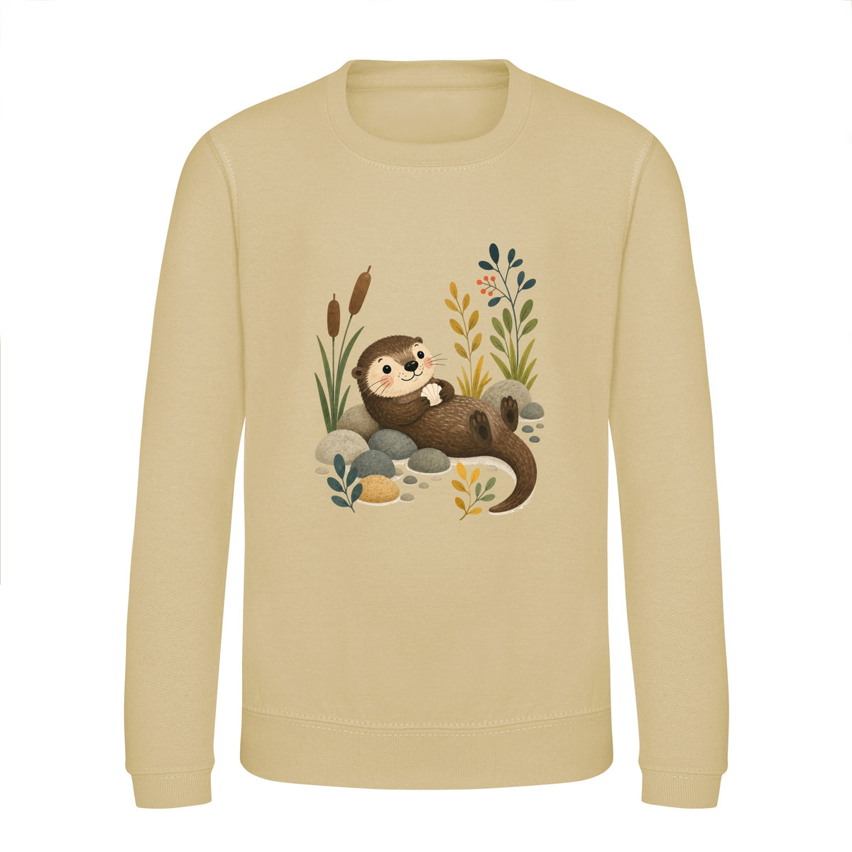 Otter by the Reeds Kids' Sweatshirt - Once Upon a Woodland Desert Sand colour variant image