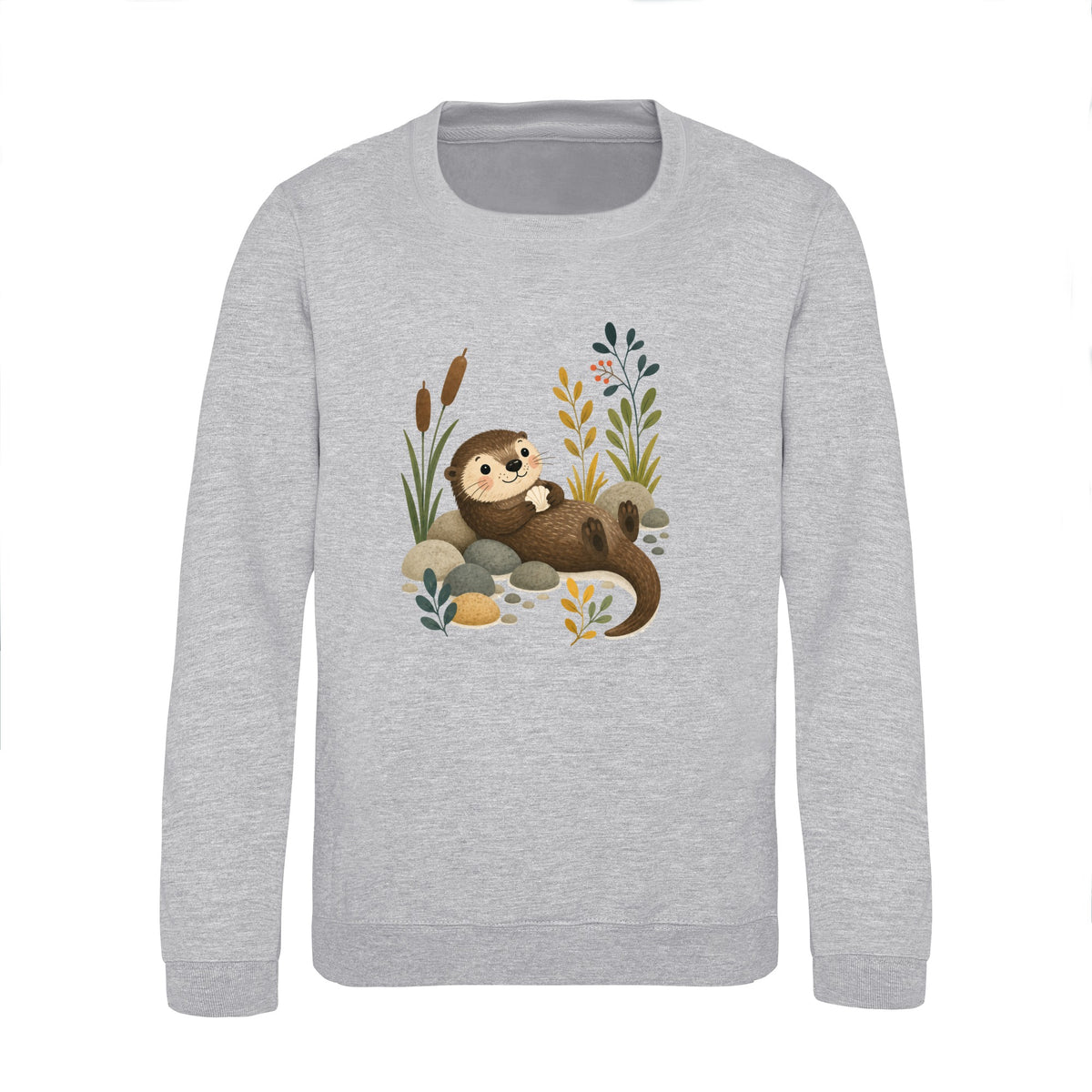 Otter by the Reeds Kids' Sweatshirt - Once Upon a Woodland Heather Grey colour variant image