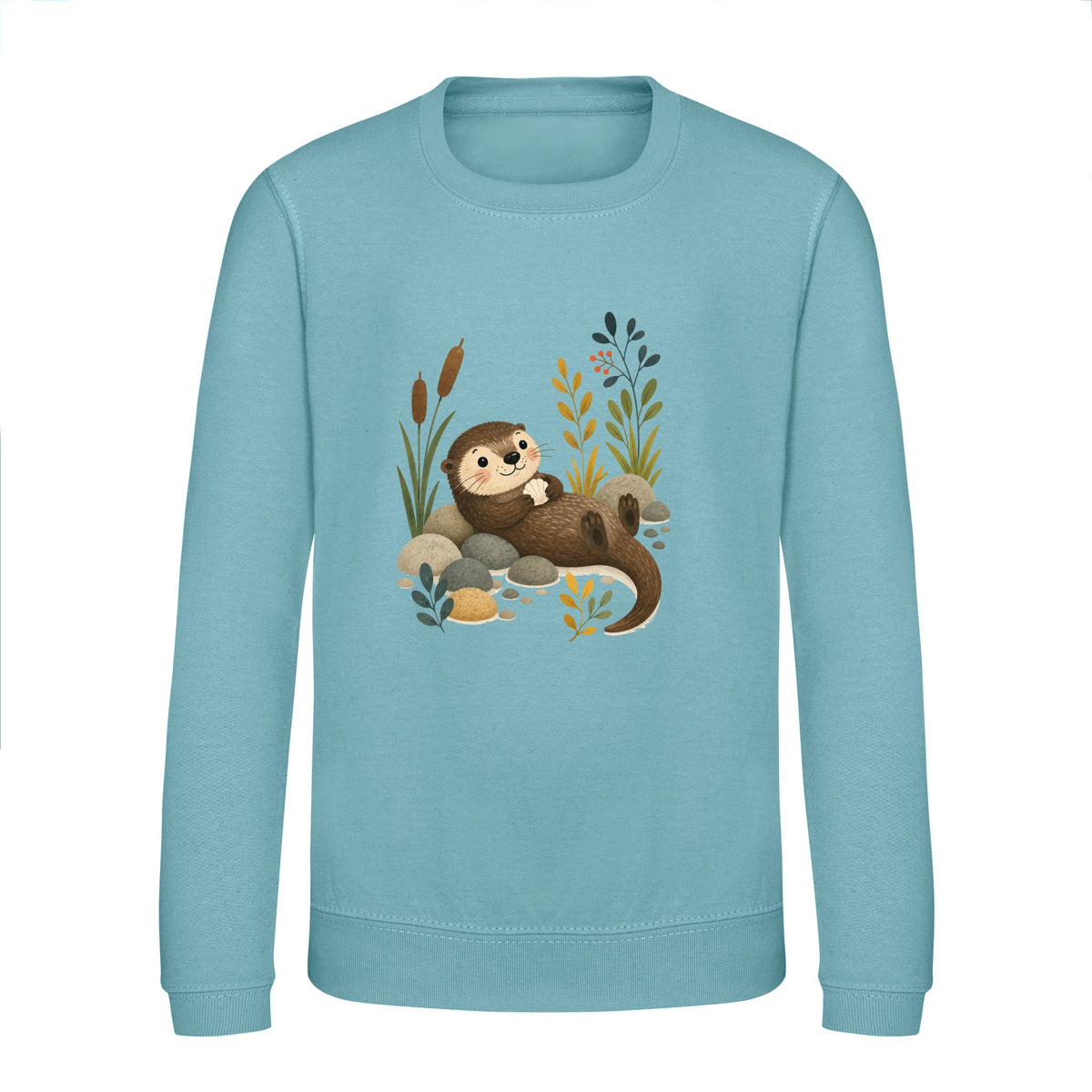 Otter by the Reeds Kids' Sweatshirt - Once Upon a Woodland Seafoam colour variant image