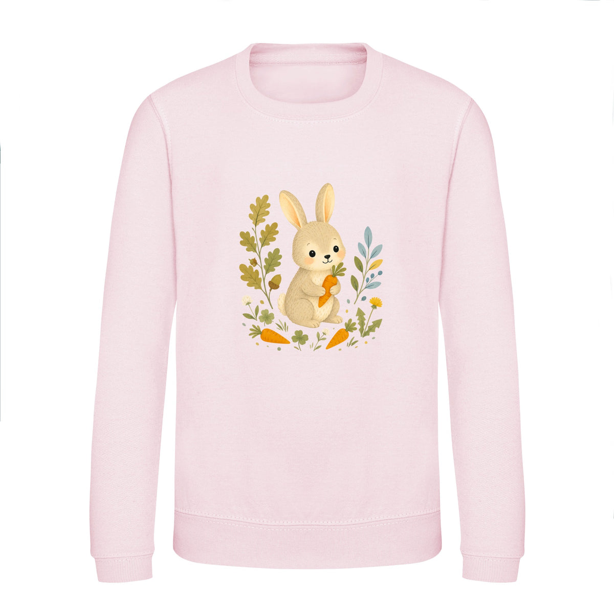 Rabbit's Carrot Patch Kids' Sweatshirt - Once Upon a Woodland Baby Pink colour variant image