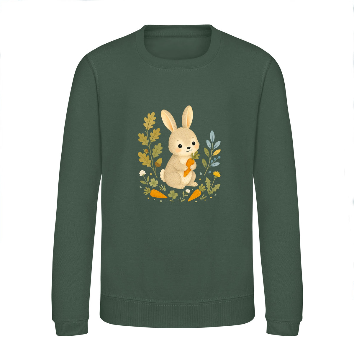 Rabbit's Carrot Patch Kids' Sweatshirt - Once Upon a Woodland Bottle Green colour variant image