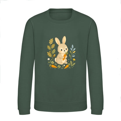 Rabbit's Carrot Patch Kids' Sweatshirt - Once Upon a Woodland Bottle Green colour variant image