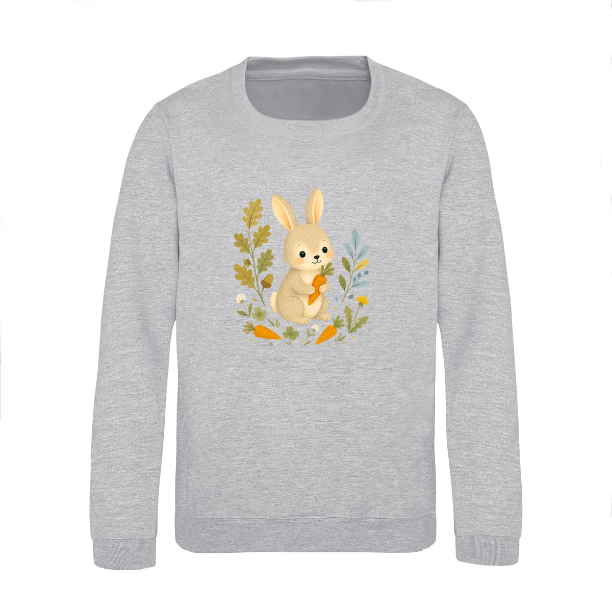 Rabbit's Carrot Patch Kids' Sweatshirt - Once Upon a Woodland Heather Grey colour variant image