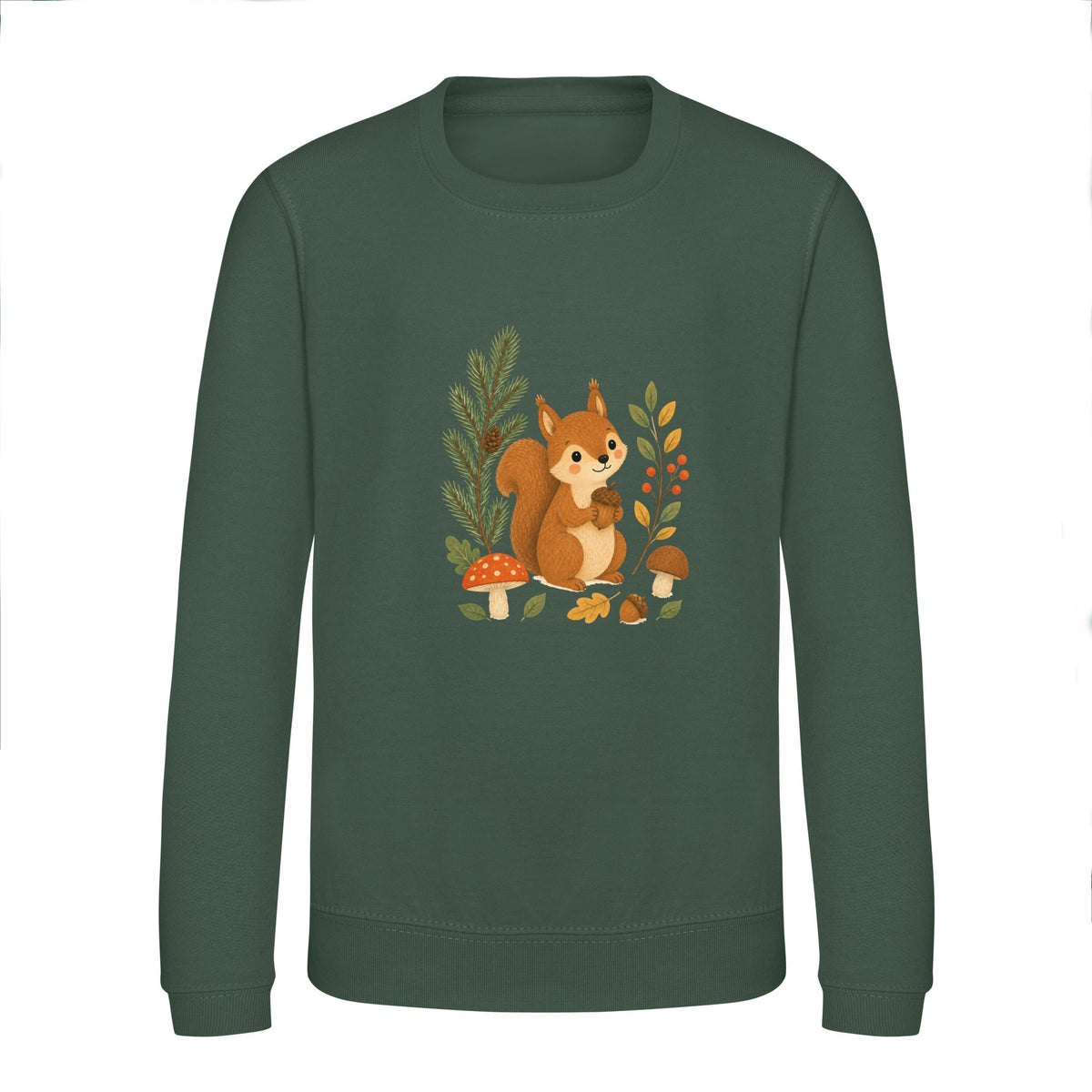 Squirrel's Autumn Store Kids' Sweatshirt - Once Upon a Woodland Bottle Green colour variant image