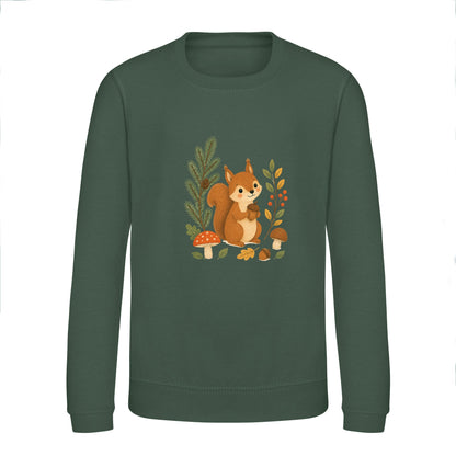 Squirrel's Autumn Store Kids' Sweatshirt - Once Upon a Woodland Bottle Green colour variant image