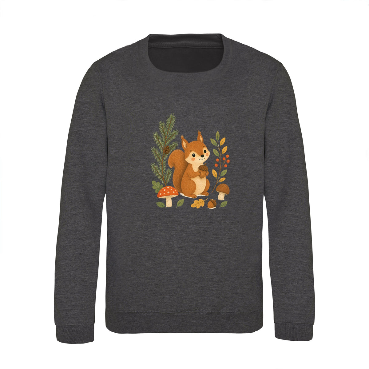 Squirrel's Autumn Store Kids' Sweatshirt - Once Upon a Woodland Charcoal colour variant image