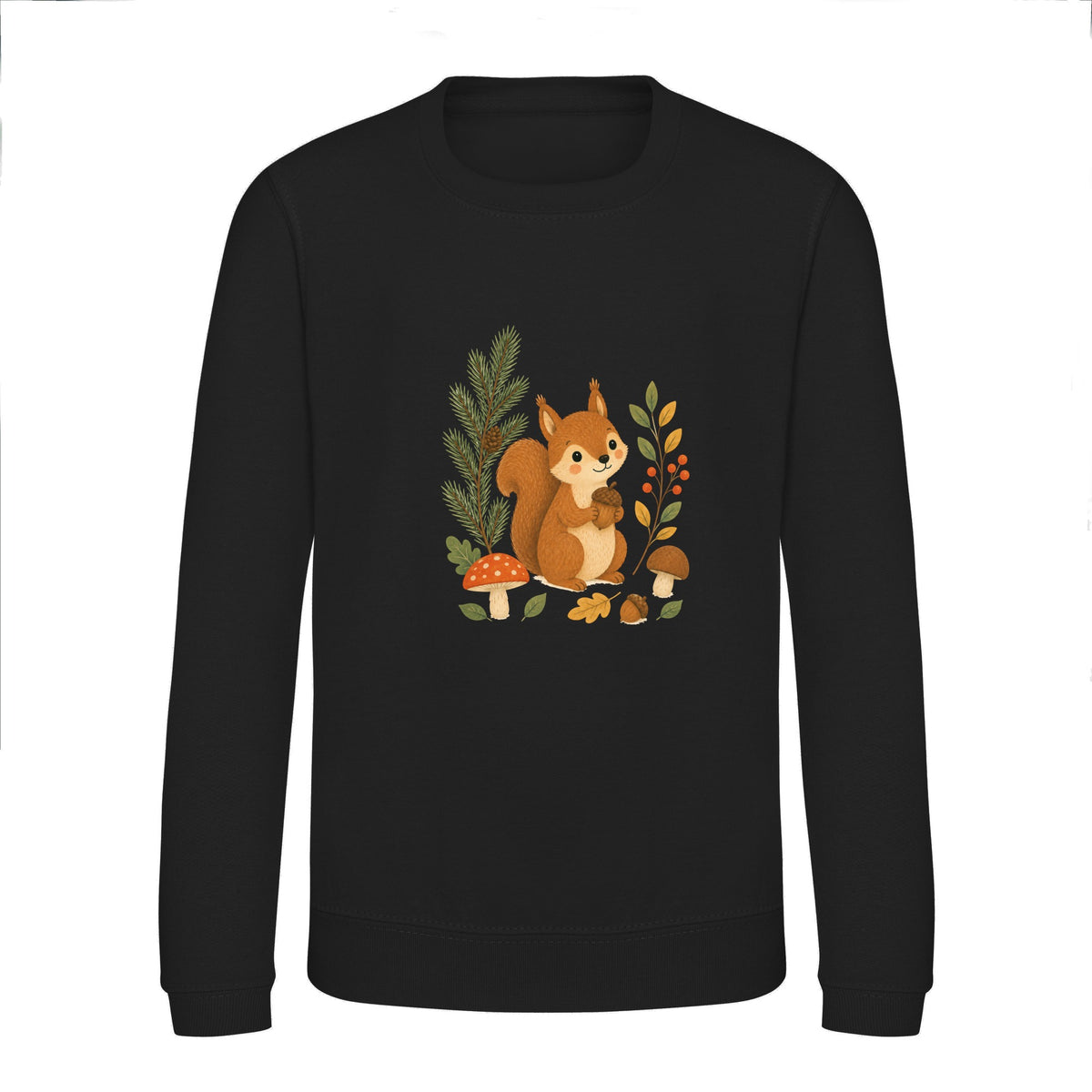 Squirrel's Autumn Store Kids' Sweatshirt - Once Upon a Woodland Deep Black colour variant image