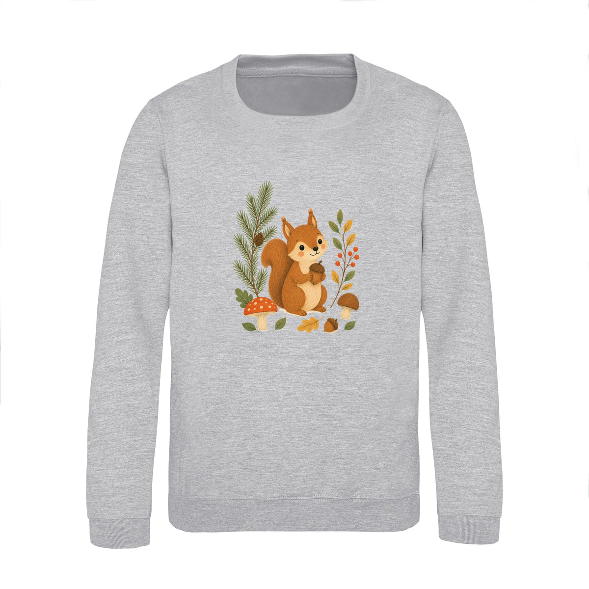 Squirrel's Autumn Store Kids' Sweatshirt - Once Upon a Woodland Heather Grey colour variant image