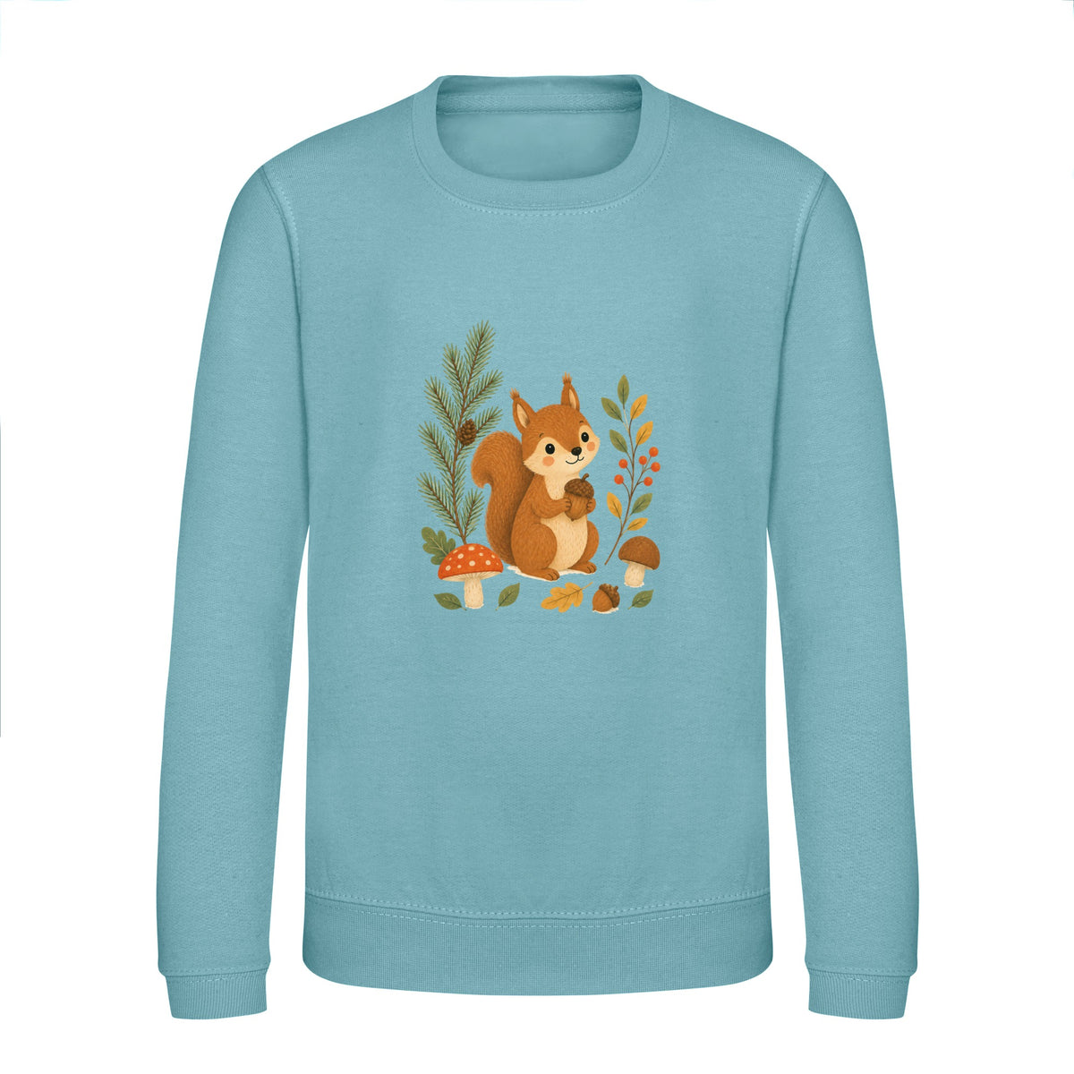 Squirrel's Autumn Store Kids' Sweatshirt - Once Upon a Woodland Seafoam colour variant image