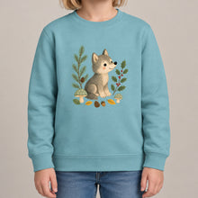Wolf in the Winter Wood Kids' Sweatshirt - Once Upon a Woodland lead image