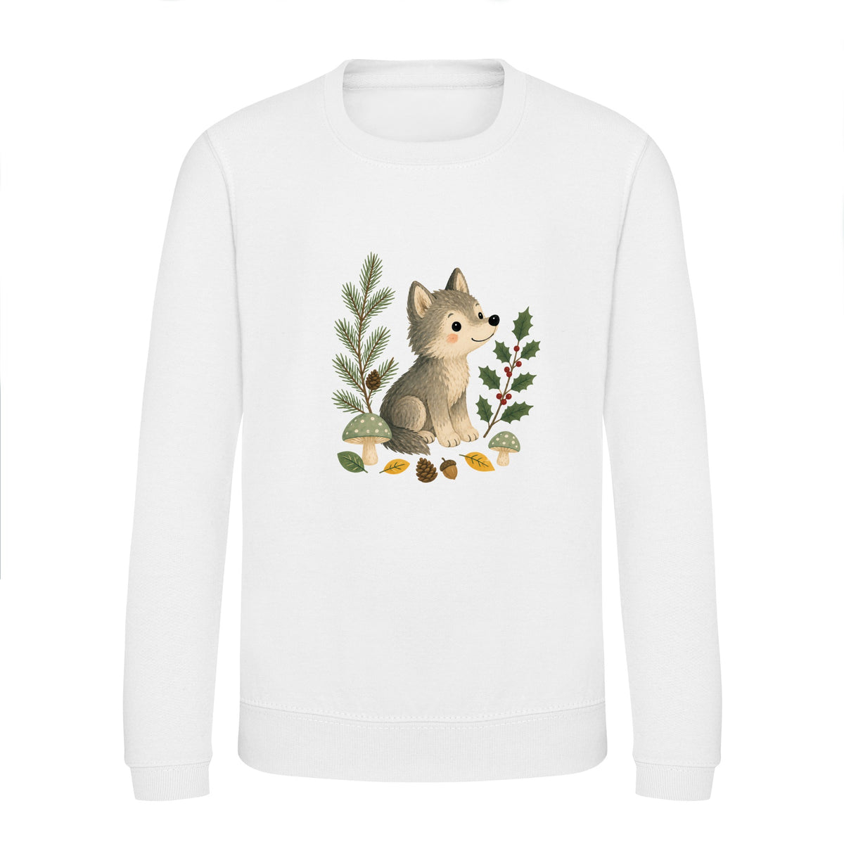 Wolf in the Winter Wood Kids' Sweatshirt - Once Upon a Woodland Arctic White colour variant image