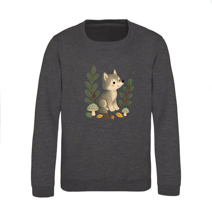 Wolf in the Winter Wood Kids' Sweatshirt - Once Upon a Woodland Charcoal colour variant image
