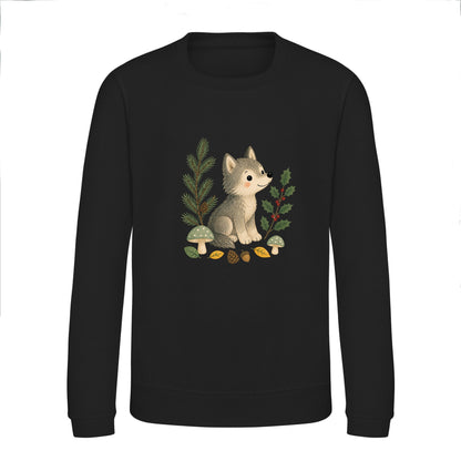 Wolf in the Winter Wood Kids' Sweatshirt - Once Upon a Woodland Deep Black colour variant image