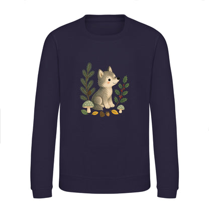Wolf in the Winter Wood Kids' Sweatshirt - Once Upon a Woodland French Navy colour variant image