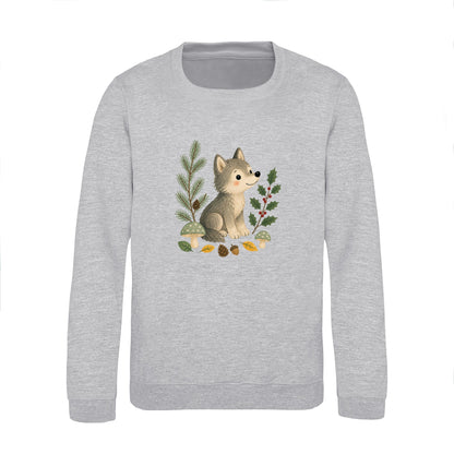 Wolf in the Winter Wood Kids' Sweatshirt - Once Upon a Woodland Heather Grey colour variant image
