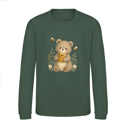 Bear and the Honey Bees Kids' Sweatshirt - Once Upon a Woodland Bottle Green colour variant image