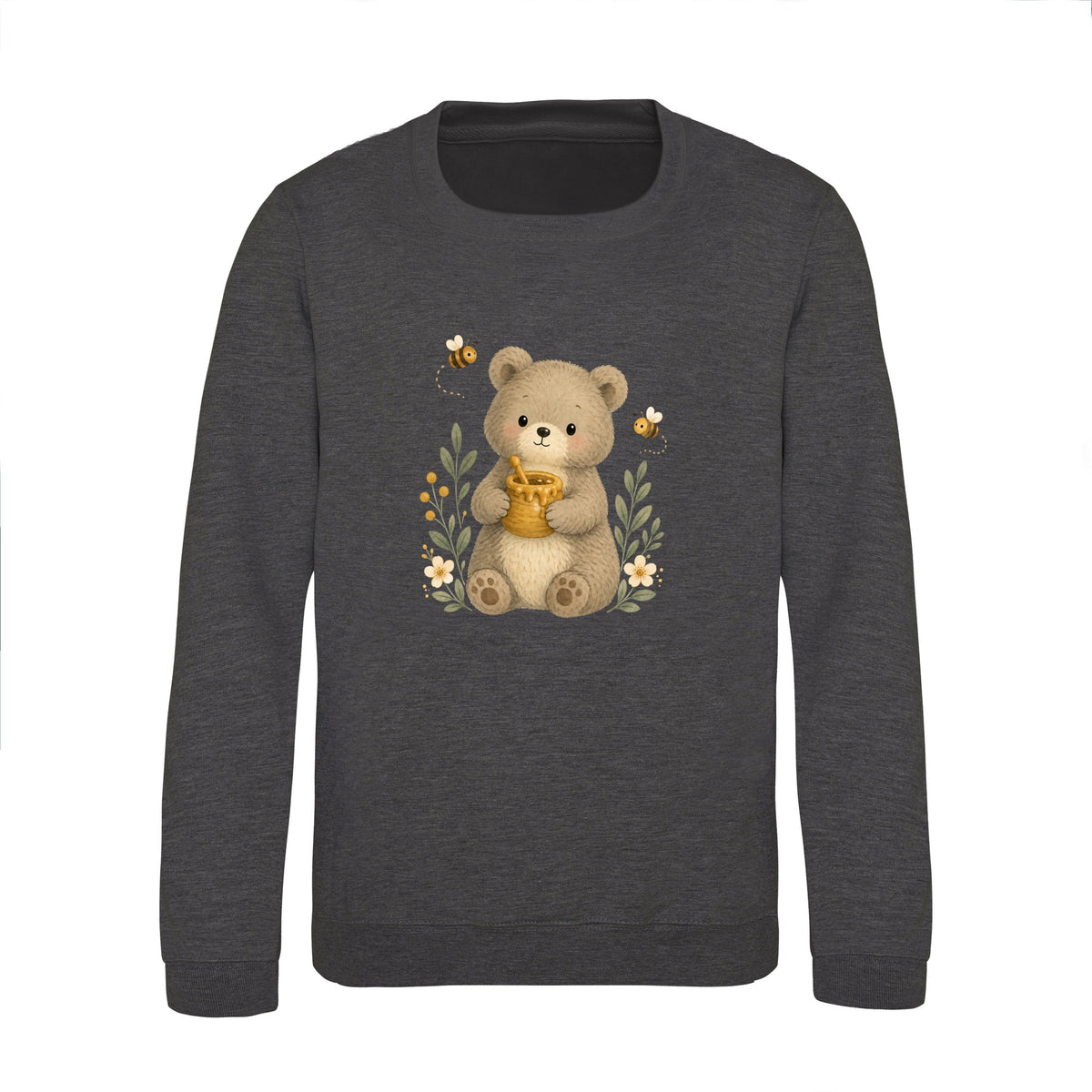 Bear and the Honey Bees Kids' Sweatshirt - Once Upon a Woodland Charcoal colour variant image