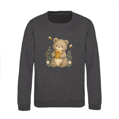 Bear and the Honey Bees Kids' Sweatshirt - Once Upon a Woodland Charcoal colour variant image