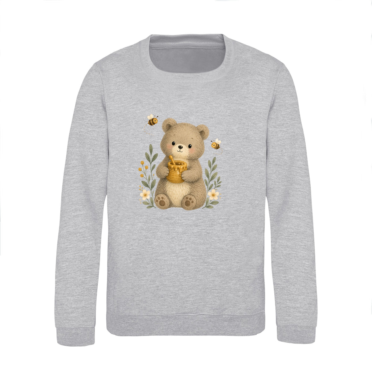 Bear and the Honey Bees Kids' Sweatshirt - Once Upon a Woodland Heather Grey colour variant image