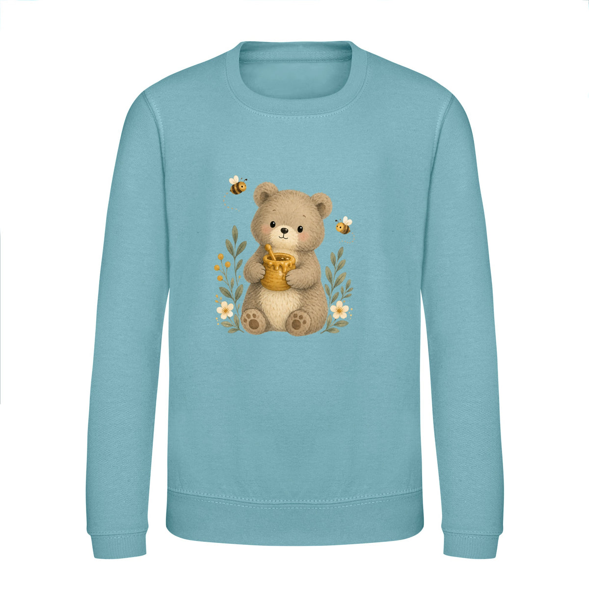 Bear and the Honey Bees Kids' Sweatshirt - Once Upon a Woodland Seafoam colour variant image