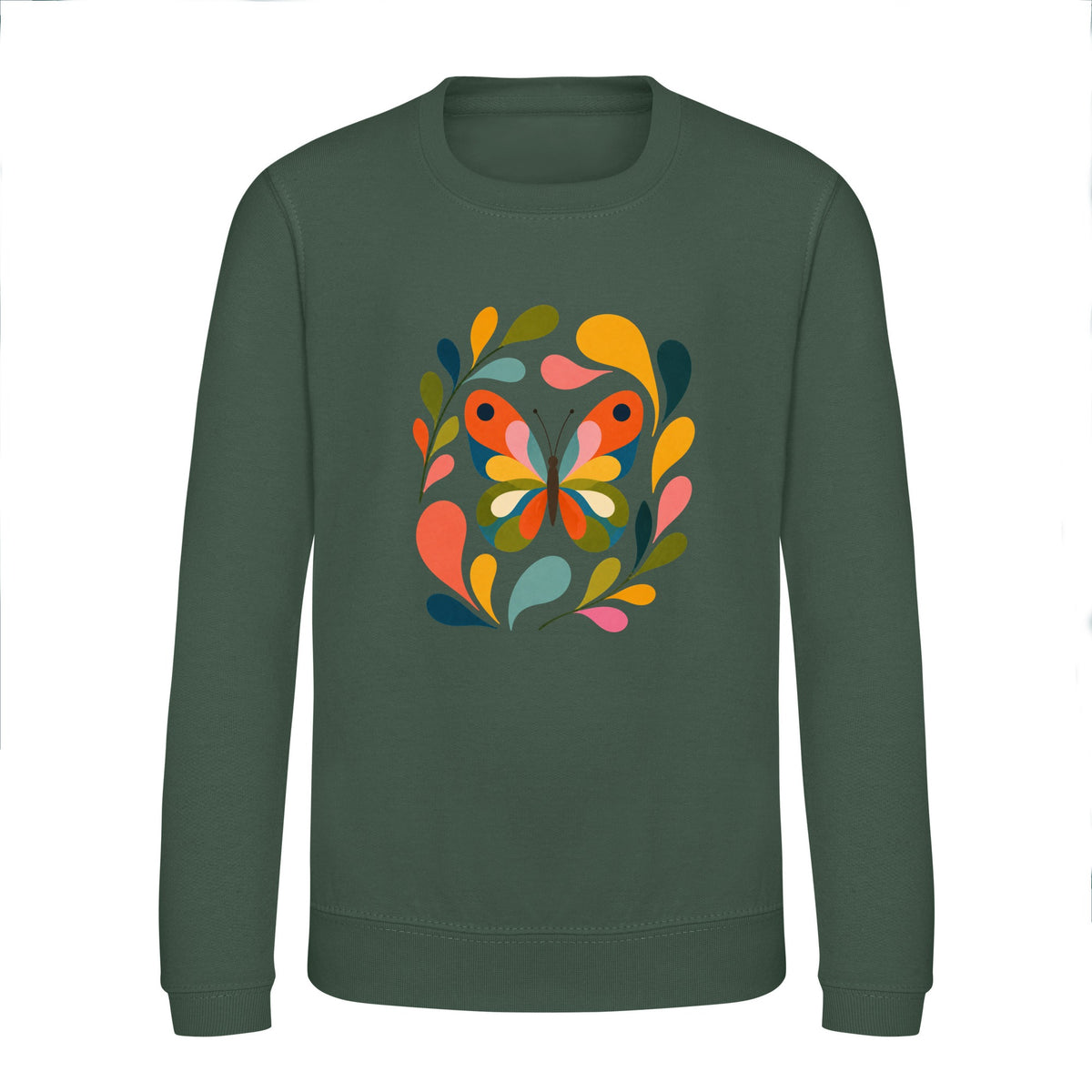 Wings in Bloom Kids' Sweatshirt - Freeform Fauna Bottle Green colour variant image
