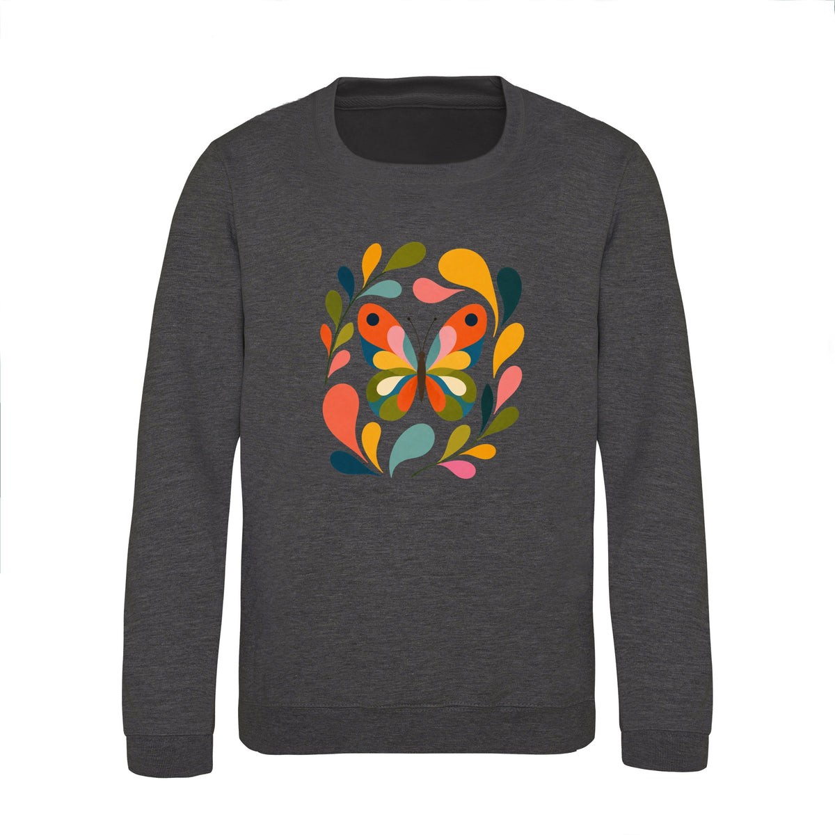 Wings in Bloom Kids' Sweatshirt - Freeform Fauna Charcoal colour variant image